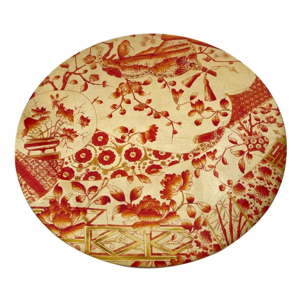 Ceramic Plate Coral/Gold Round Placemats - Single Placemat