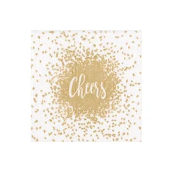 Cheers Cocktail Napkins & Gold Lacquer Holder Gift Set