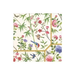 Chinese Wallpaper Paper Cocktail Napkins in Cream - 20 Per Package