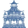 Chinoiserie Toile Pagoda Die-Cut Placemats - 4 Each