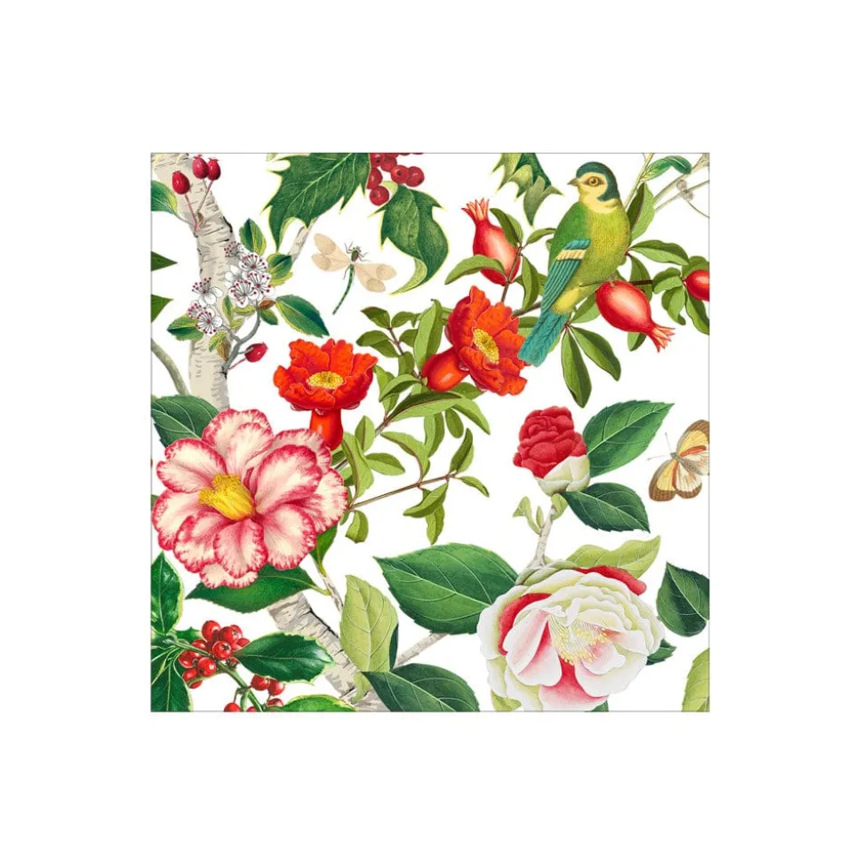 Christmas Chinoiserie White Boxed Cocktail Napkins - includes 12 Boxed Cocktail Napkins