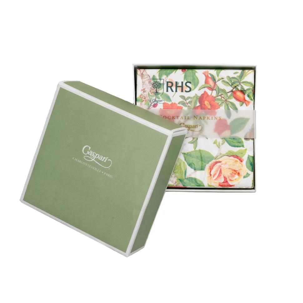 Christmas Chinoiserie White Boxed Cocktail Napkins - includes 12 Boxed Cocktail Napkins