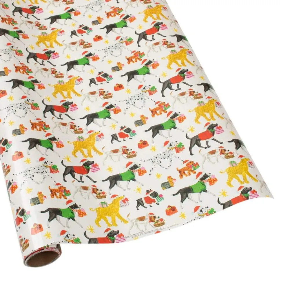 Christmas Delivery Gift Wrapping Paper in White High-Gloss - 30" x 8' Roll