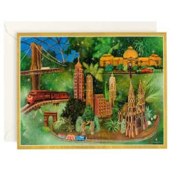 Christmas Train Scene Large Boxed Christmas Cards - includes 15 cards & envelopes