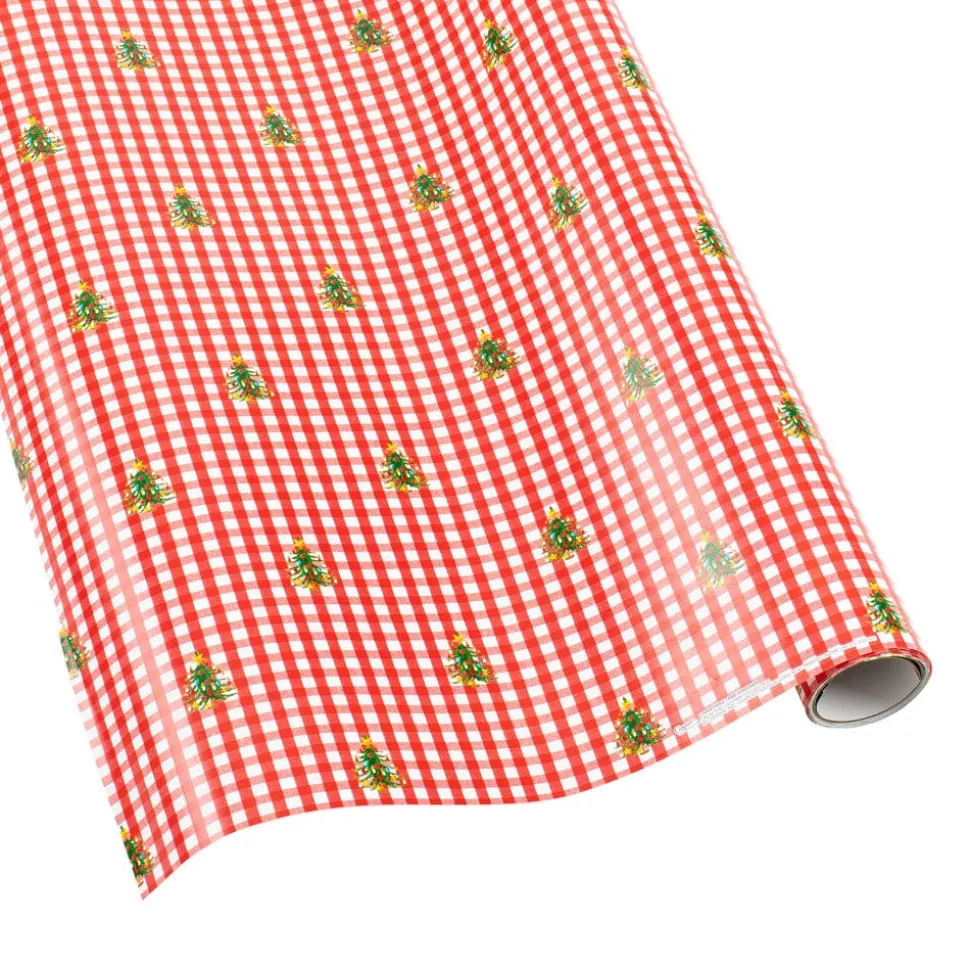 Christmas Tree Gingham Gift Wrapping Paper - Bundle of 2 30" x 8' Roll
