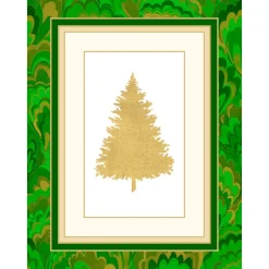 Christmas Tree Marbled Foil Personalized Christmas Cards