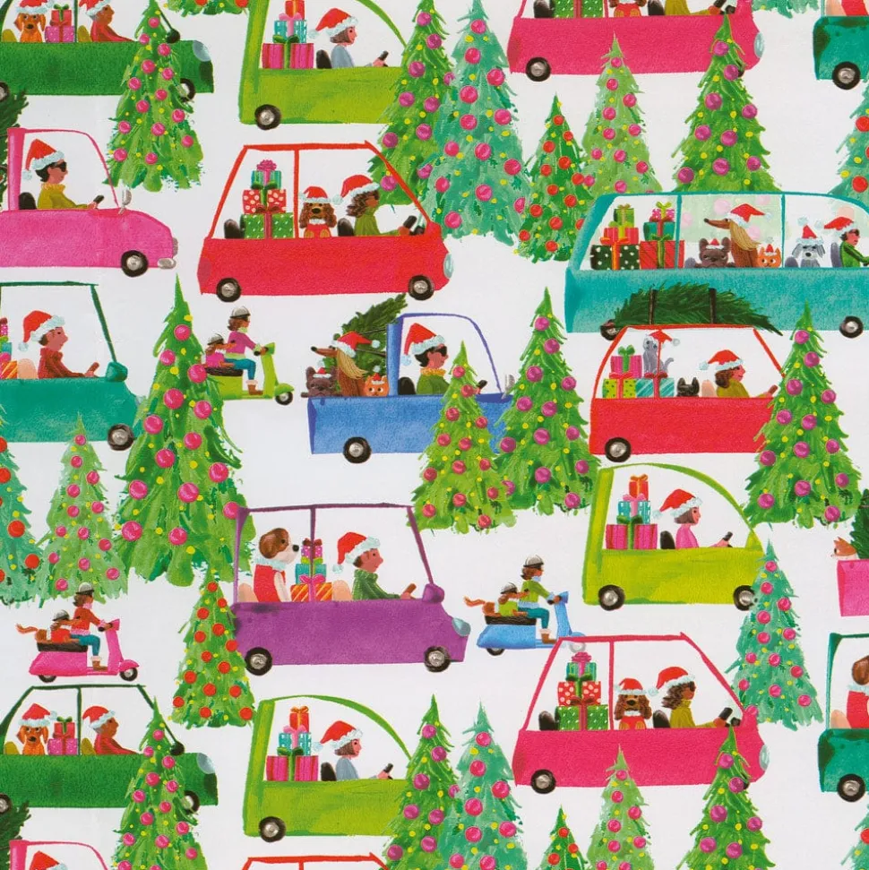 Christmas Tree Shopping Gift Wrap - One 30" X 8' Roll