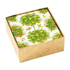 Citrus Topiaries Boxed Paper Cocktail Napkins in White - 40 Per Box