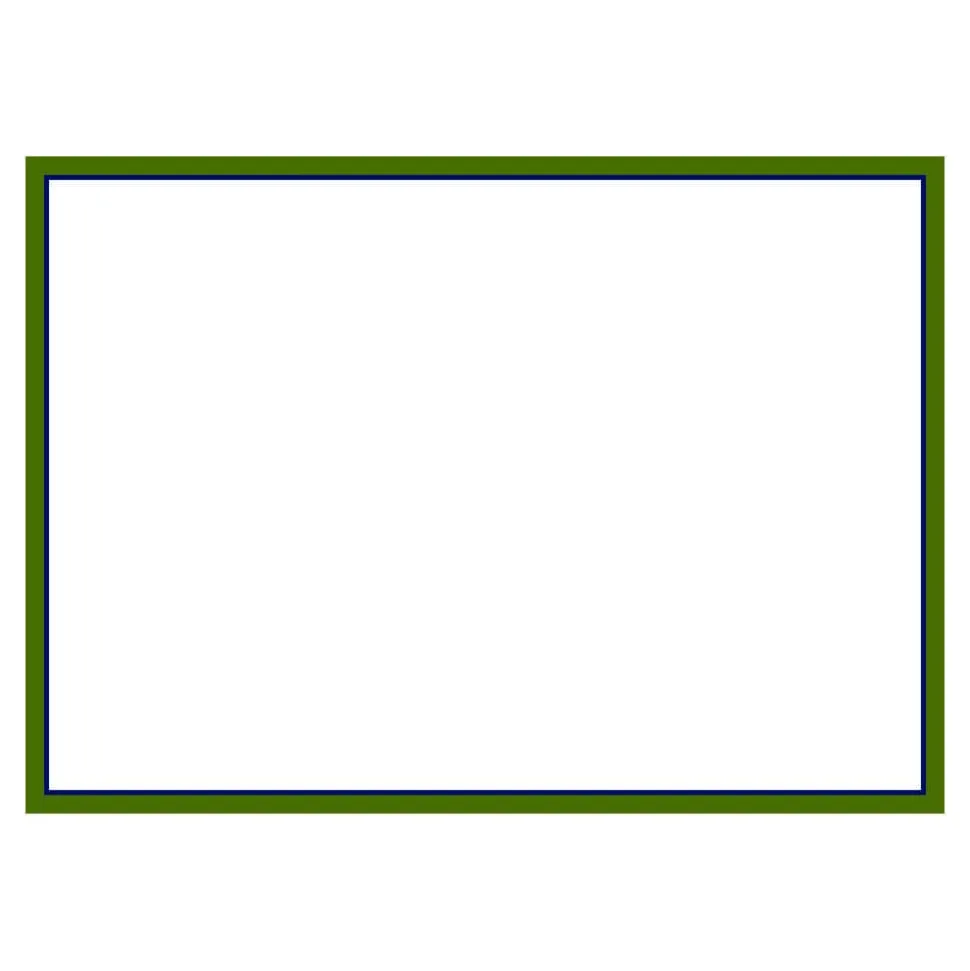 Classic 2 Tone Border Hunter Green & Navy Correspondence Cards - 12 Per Package