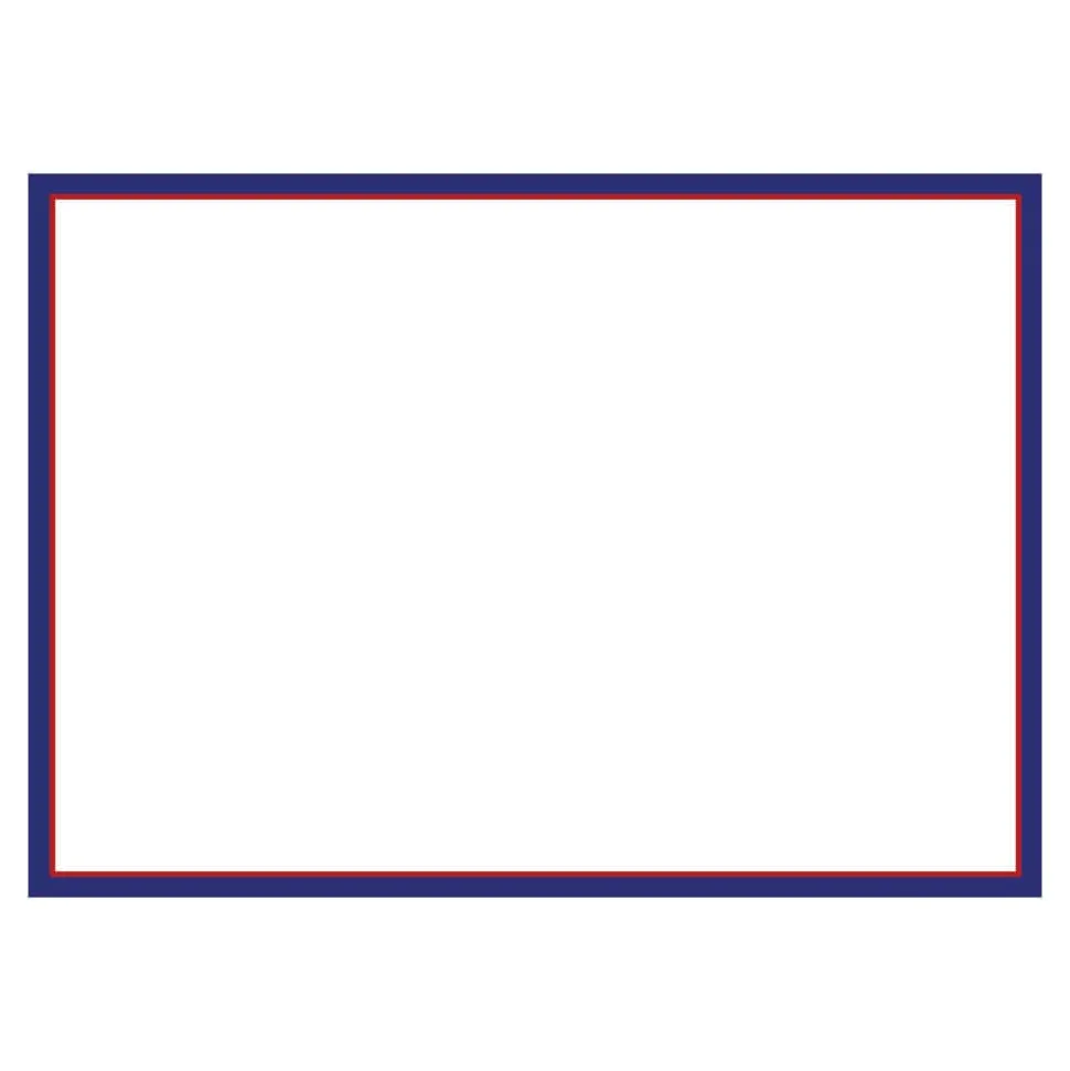 Classic 2 Tone Border Navy & Red Correspondence Cards - 12 Per Package