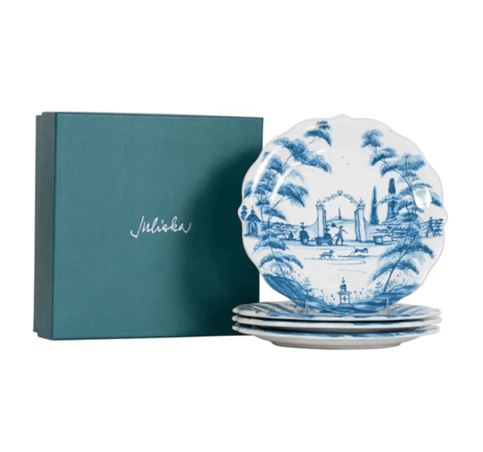 Country Estate Party Plates Set of 4 - Delft Blue