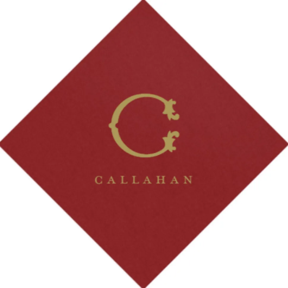 Cranberry Paper Linen Personalized Cocktail Napkins