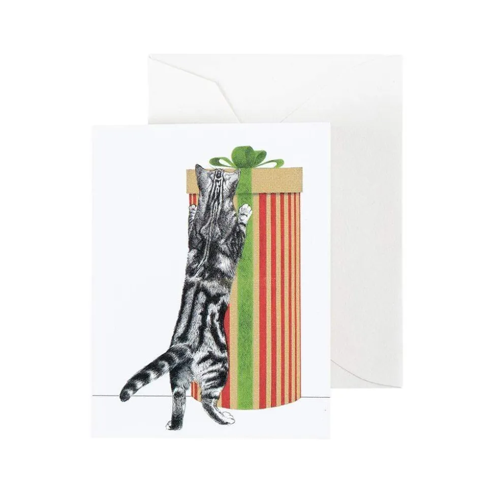 Curious Christmas Cats Gift Enclosure Cards - 4 Mini Cards & 4 Envelopes