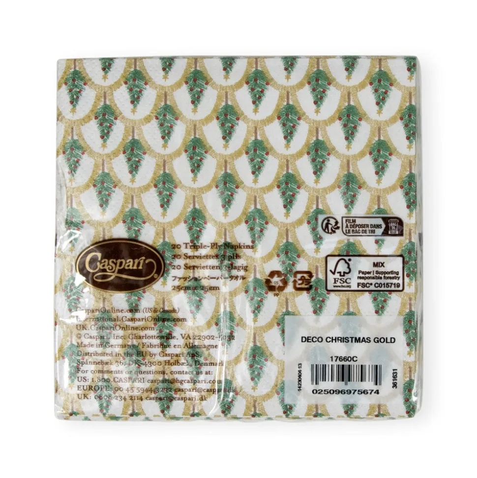 Deco Christmas Gold Cocktail Napkins - 20 Per Package