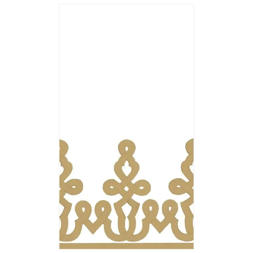 Dessin Passementerie Paper Linen Guest Towel Napkins in Gold - 12 Per Package