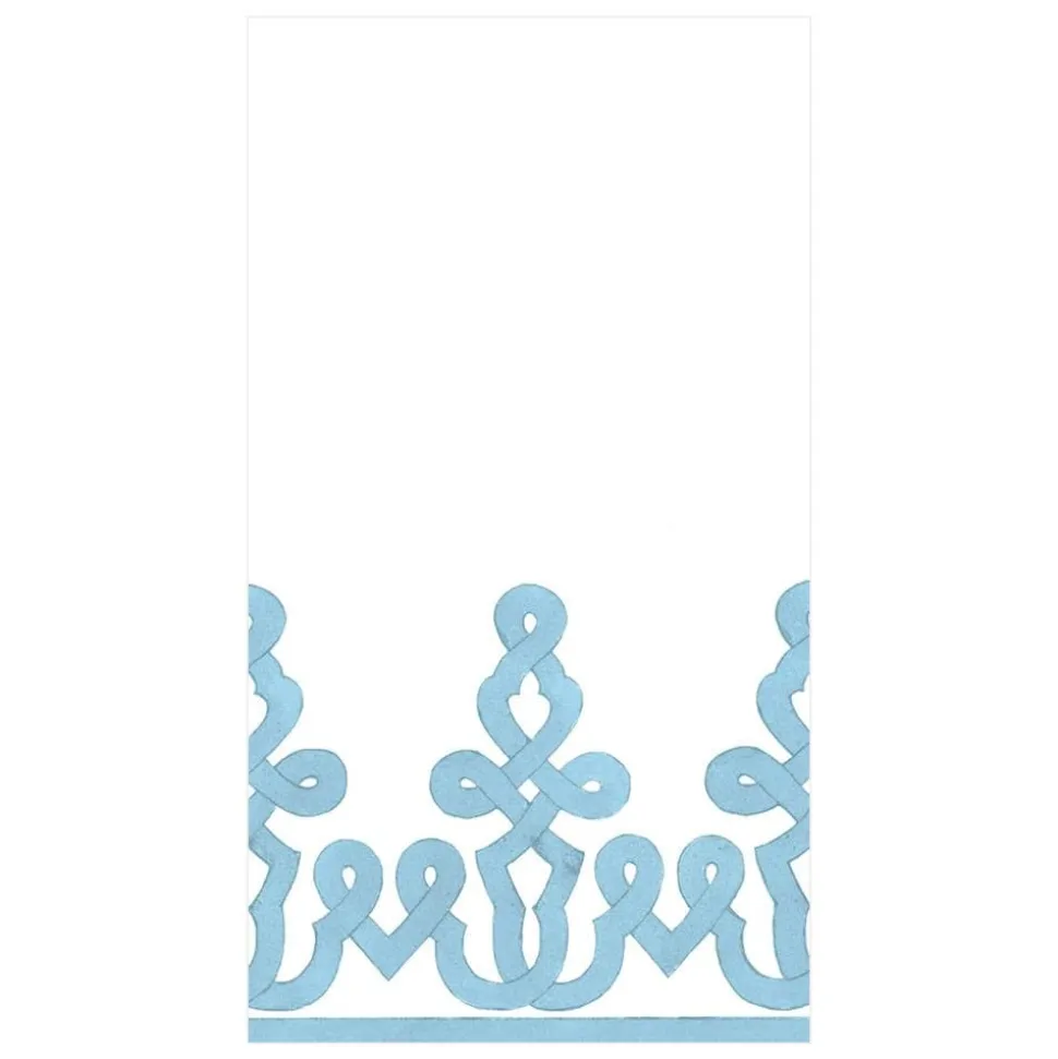 Dessin Passementerie Paper Linen Guest Towel Napkins in Stone Blue - 12 Per Package
