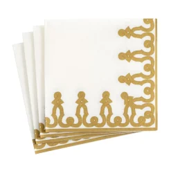 Dessin Passementerie Paper Linen Cocktail Napkins in Gold - 15 Per Package