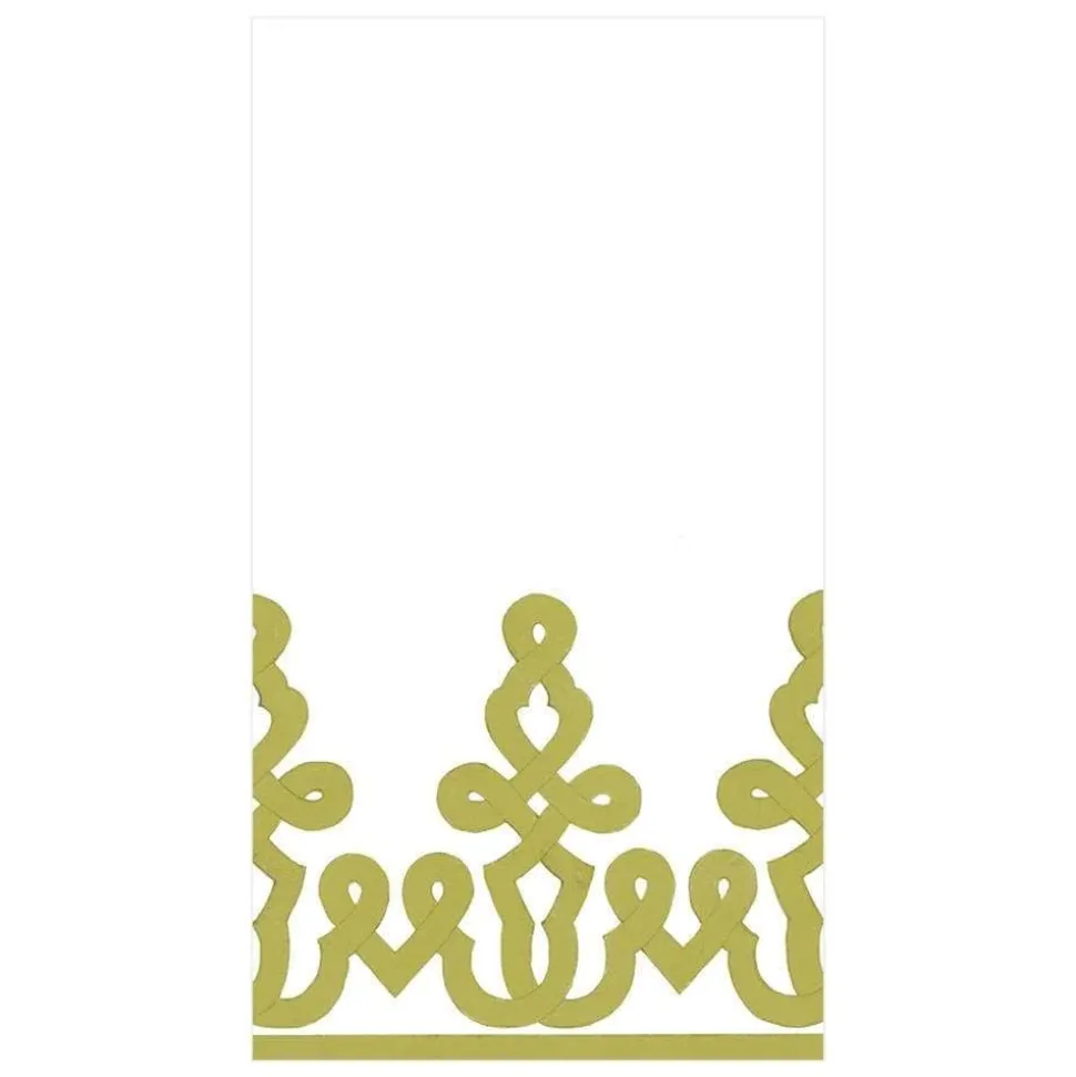 Dessin Passementerie Paper Linen Guest Towel Napkins in Moss Green - 12 Per Package