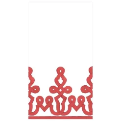 Dessin Passementerie Paper Linen Guest Towel Napkins in Red - 12 Per Package