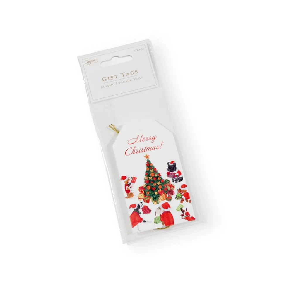 Dogs Around Christmas Tree Gift Tags - 4 Per Package