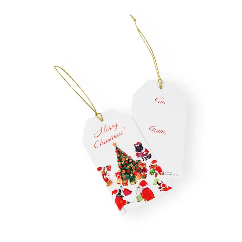 Dogs Around Christmas Tree Gift Tags - 4 Per Package