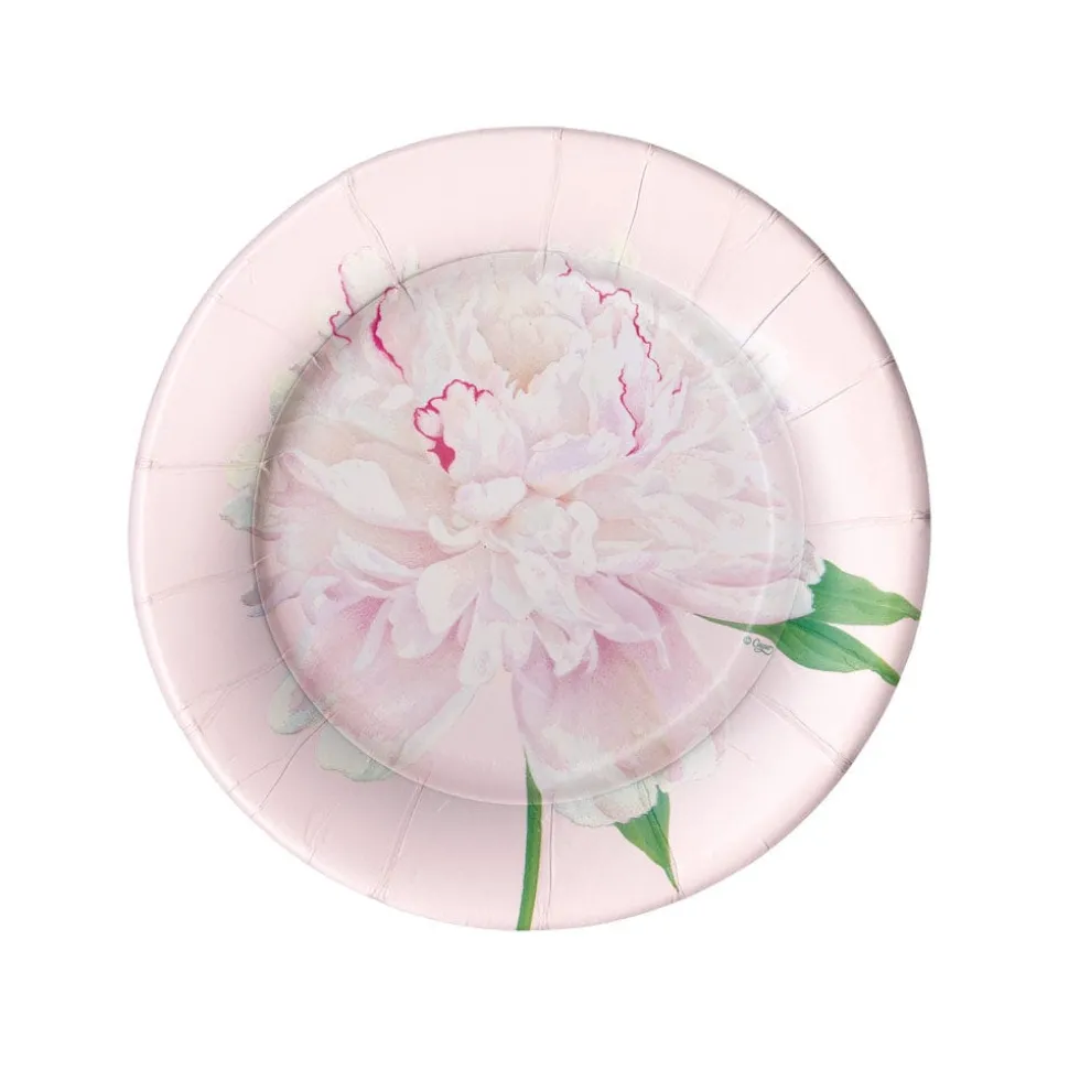 Duchess Peonies Paper Salad & Dessert Plates in Blush - 8 Per Package