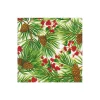 Evergreen And Berries White Boxed Cocktail Napkins - includes 12 Boxed Cocktail Napkins