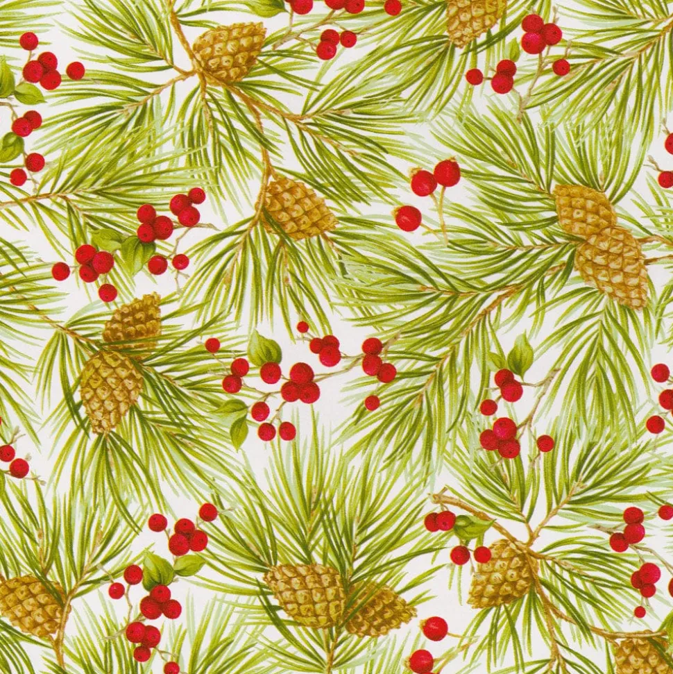 Evergreen And Berries White Roll Wrap - includes 1 Roll