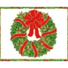 Evergreen Wreath With Red Ribbon Foil C-Sized Christmas Cards Pack in Cello - 5 Cards & 5 Envelopes