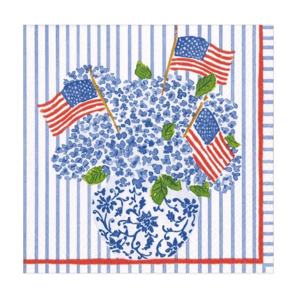 Flags and Hydrangeas Paper Luncheon Napkins - 20 Per Package