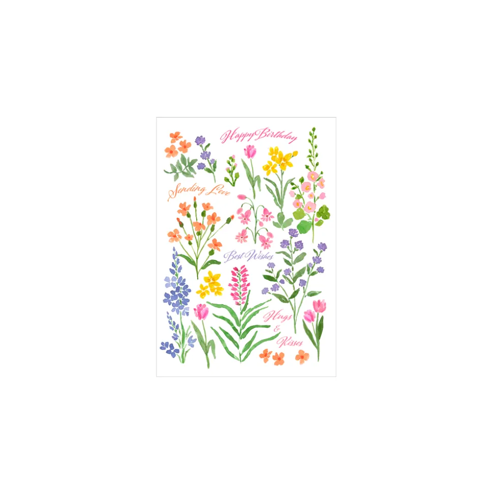 Floral Whimsy Birthday - Set Of Six Greeting Cards And Envelopes