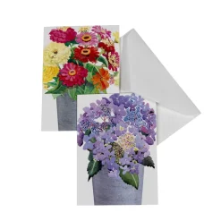 Flower Bucket Assorted Boxed Note Cards - 8 Note Cards & 8 Envelopes