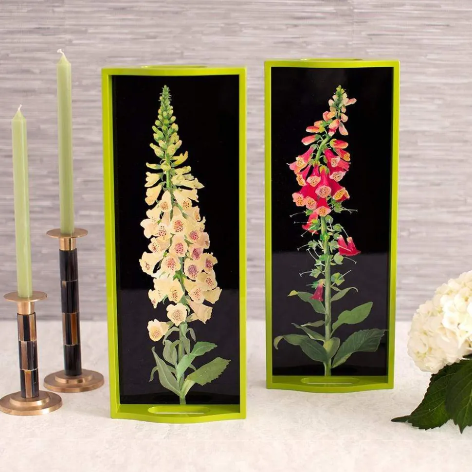 Foxglove Lacquer Bar Tray in Fuchsia & Black - 1 Each