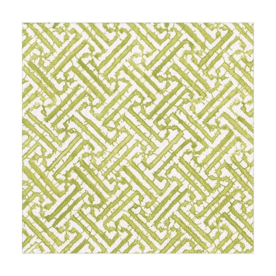 Fretwork Paper Luncheon Napkins in Moss Green - 20 Per Package
