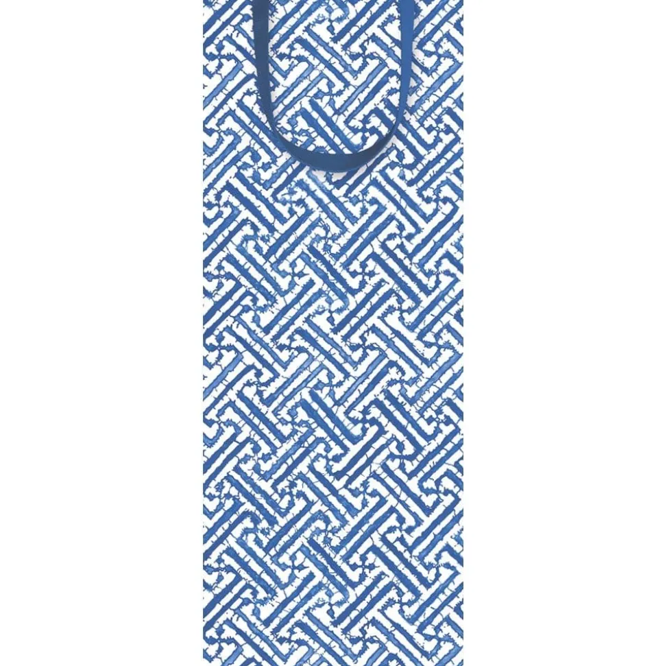 Fretwork Wine & Bottle Gift Bag in Blue - 1 Each