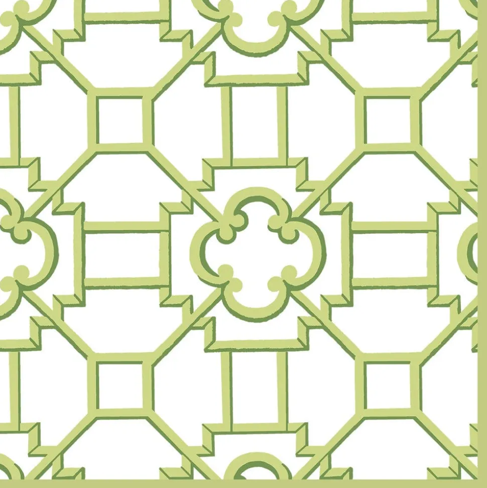 Garden Trellis Fabric Cotton Napkins in Green - Set of 4