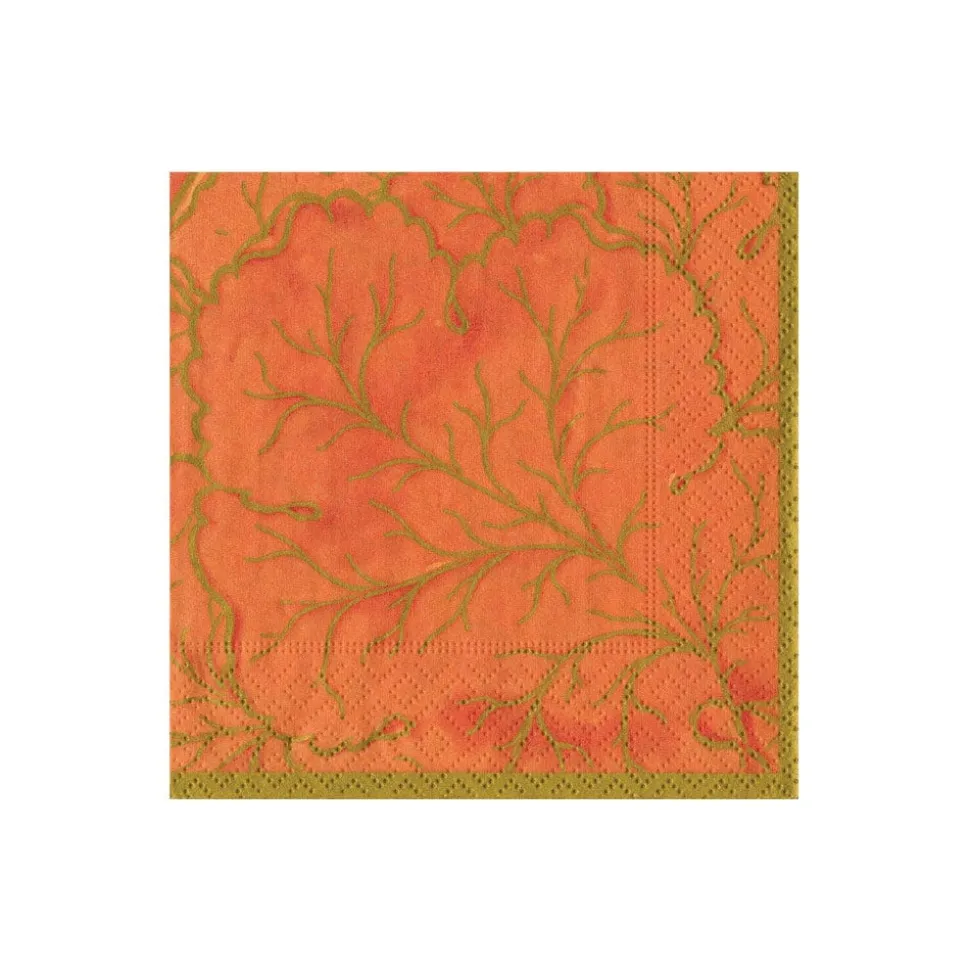 Gilded Majolica Coral Boxed Cocktail Napkins - includes 12 Boxed Cocktail Napkins