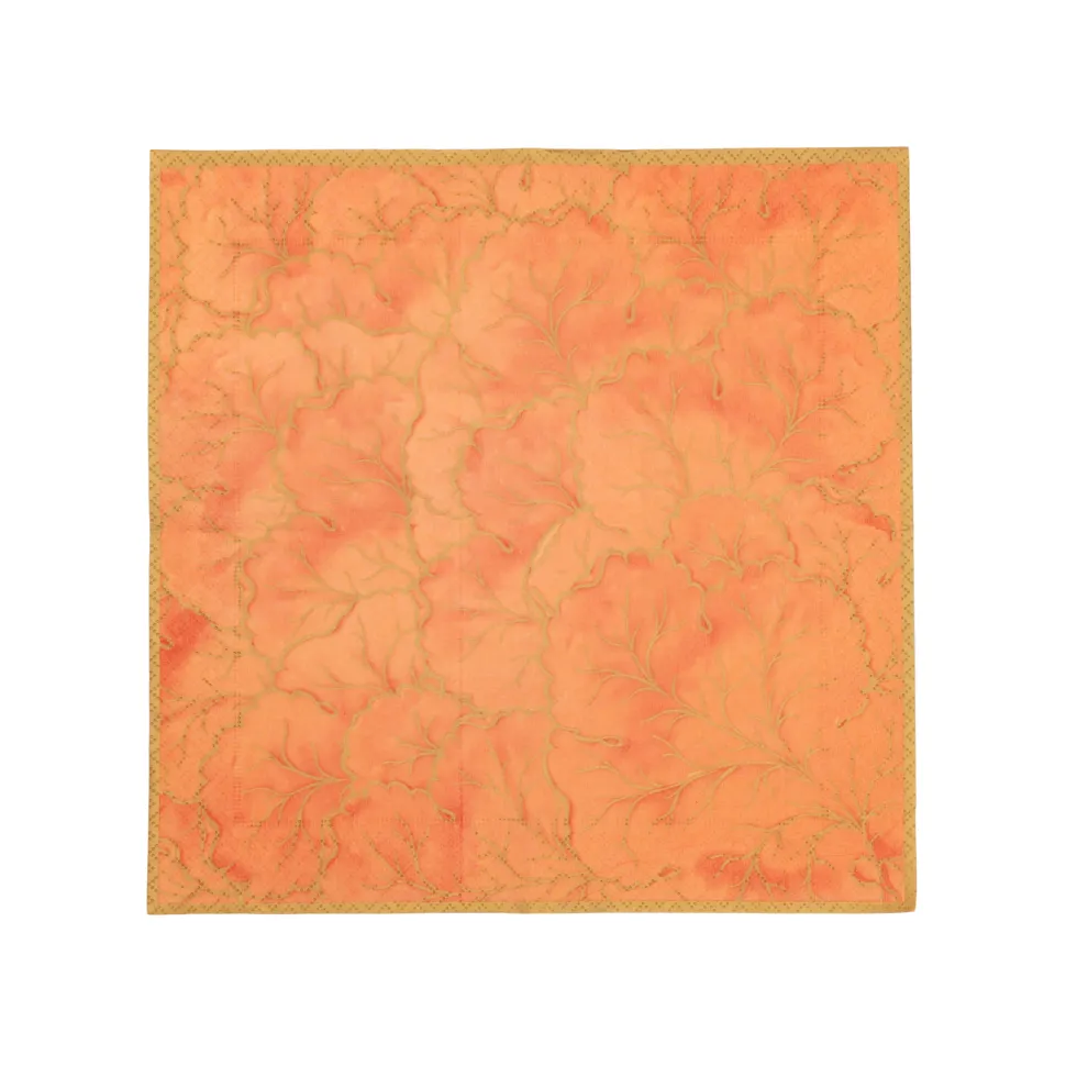Gilded Majolica Coral Cocktail Napkins - includes 20 Cocktail Napkins