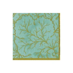 Gilded Majolica Saltwater Boxed Cocktail Napkins - includes 12 Boxed Cocktail Napkins