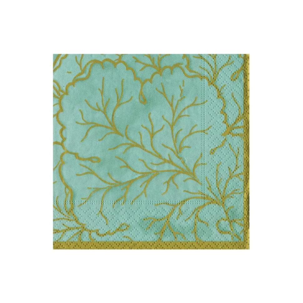 Gilded Majolica Saltwater Cocktail Napkins - includes 20 Cocktail Napkins