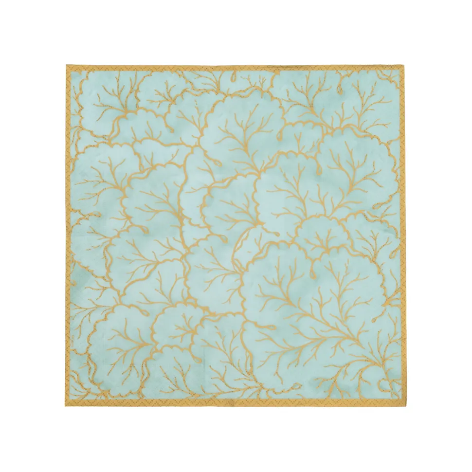 Gilded Majolica Saltwater Cocktail Napkins - includes 20 Cocktail Napkins