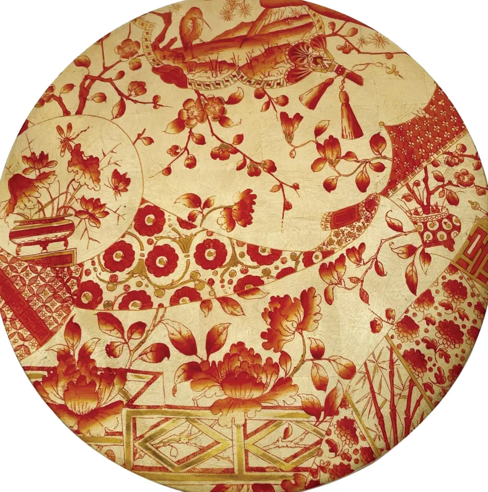 Gilded Porcelain Coral & Gold Placemats - 1 Each