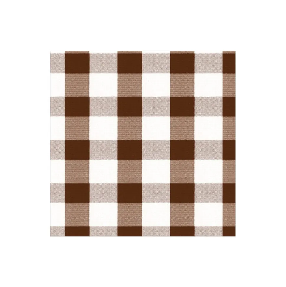 Gingham Paper Cocktail Napkins in Chocolate - 20 Per Package