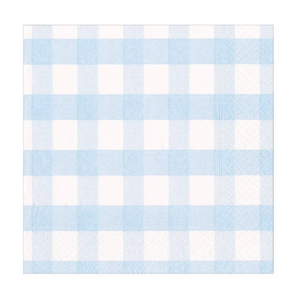 Gingham Paper Luncheon Napkins in Light Blue - 20 Per Package