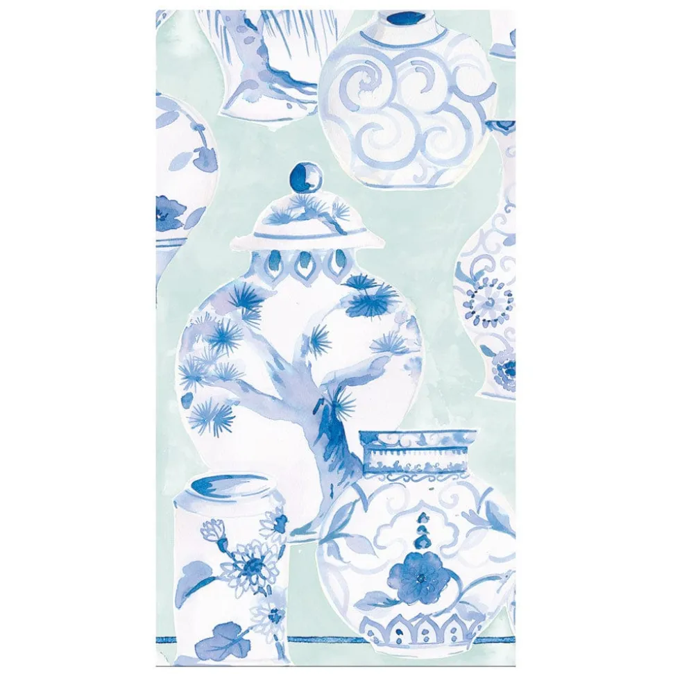 Glazed Porcelain Celadon Paper Linen Guest Towel Napkins - 12 Per Package