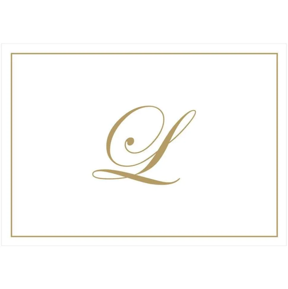 Gold Embossed Single Initial Boxed Note Cards - 8 Note Cards & 8 Envelopes