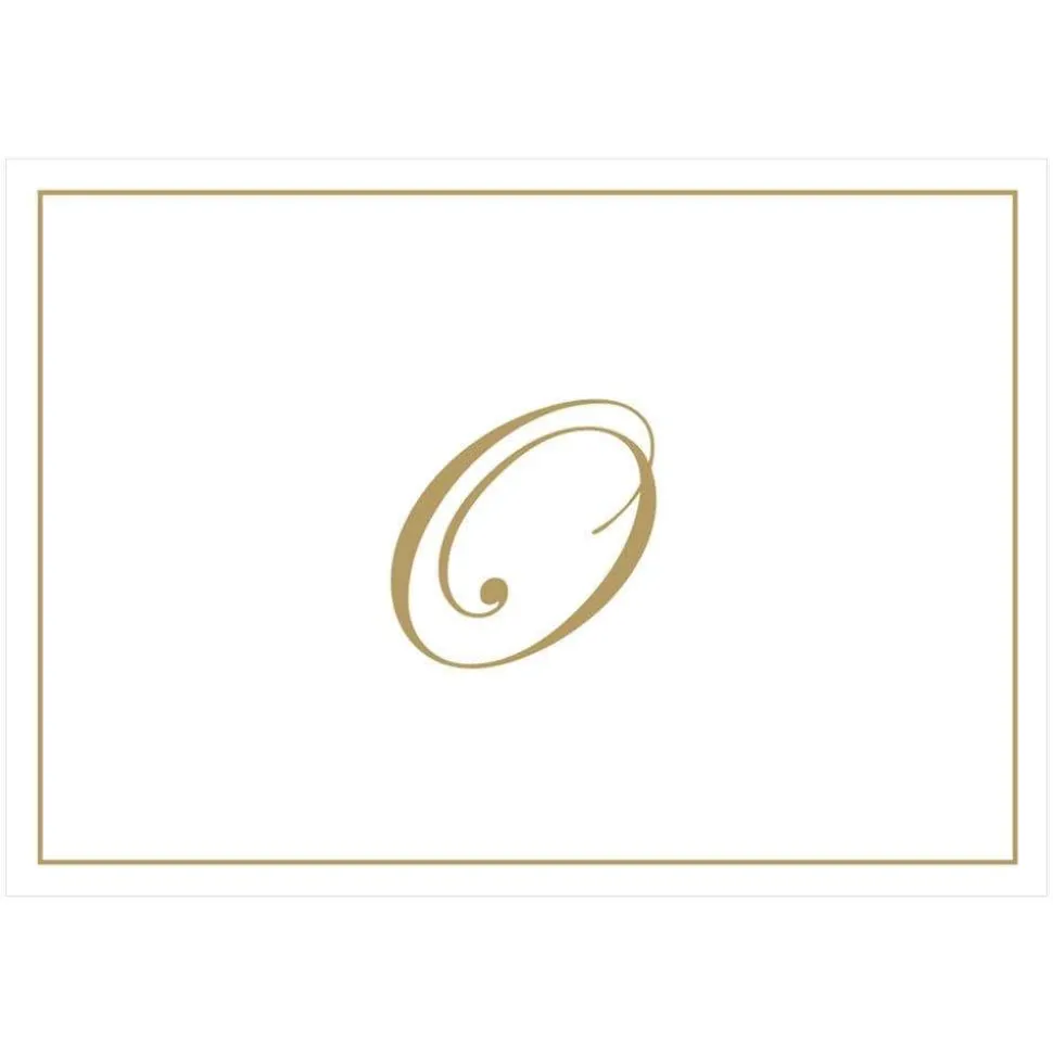 Gold Embossed Single Initial Boxed Note Cards - 8 Note Cards & 8 Envelopes