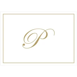 Gold Embossed Single Initial Boxed Note Cards - 8 Note Cards & 8 Envelopes