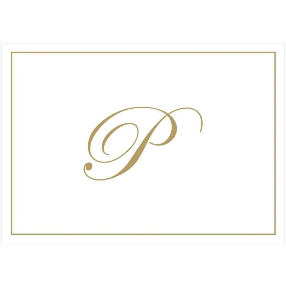 Gold Embossed Single Initial Boxed Note Cards - 8 Note Cards & 8 Envelopes