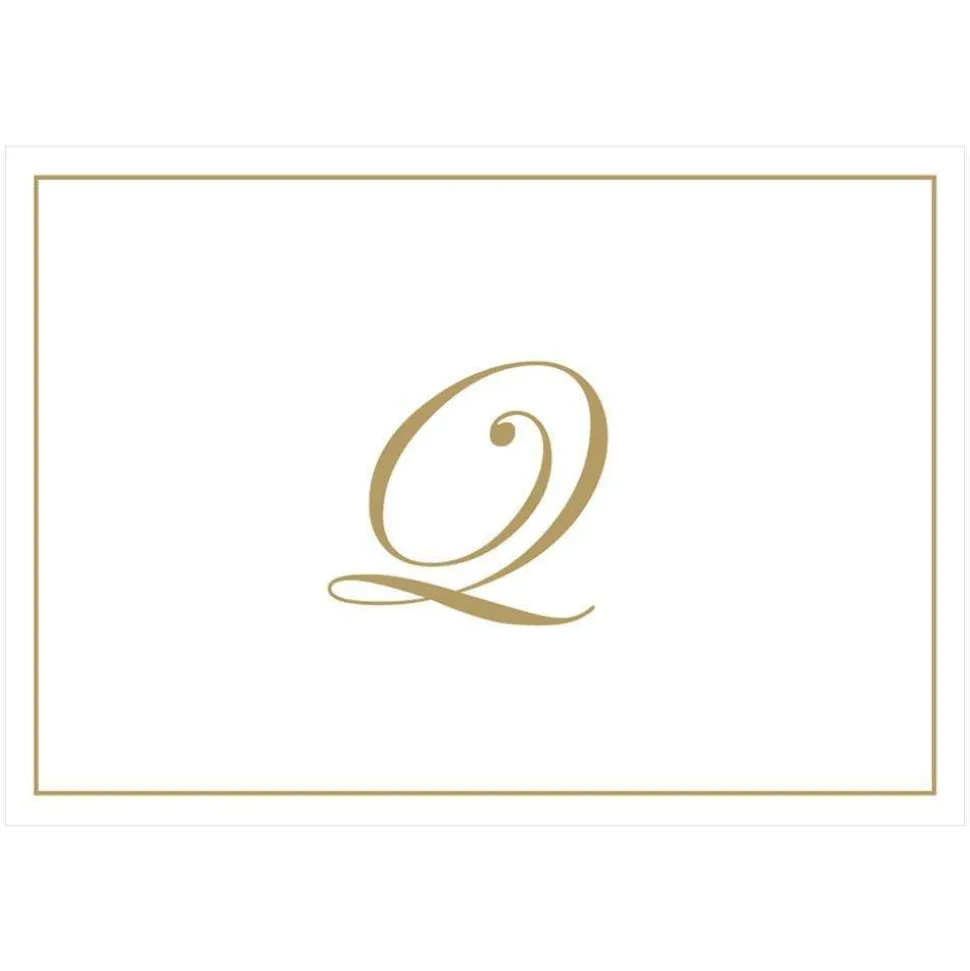 Gold Embossed Single Initial Boxed Note Cards - 8 Note Cards & 8 Envelopes